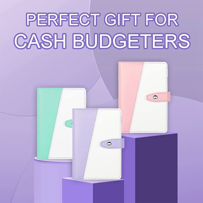 Carpeta de presupuesto con sobres de efectivo, carpeta de presupuesto de cuero PU A6 con sobres y hojas de presupuesto, carpeta de presupuesto