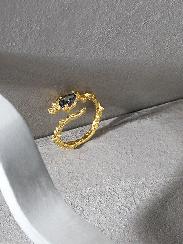 S'STEEL 925เงินสเตอร์ลิงเกาหลี Micro Zircon เปิดแหวนแหวนสำหรับสตรี Minimalist อุปกรณ์เสริมเครื่องประดับโกธิค
