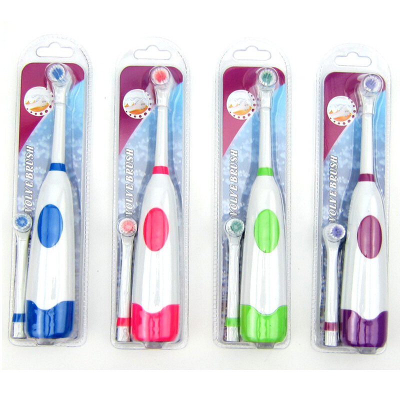 Juego de cepillos de dientes eléctricos de 2 cabezales, higiene bucal, no recargable, para niños, 1 Juego