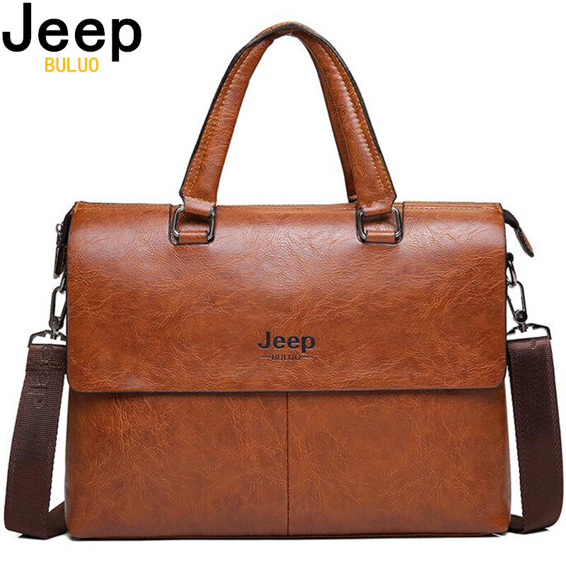 JEEPBULUO Men's Briefcase Fashion Handbags For Man Sacoche Homme Marque Male leather Bag For A4 Documents 13" Laptop 6015