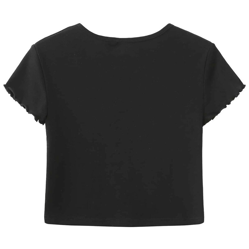 Mode Sexy Hauts Femmes 2021 Soleil d'été Imprimé Lune Nombril T-shirt Manches Courtes Col Rond Haut