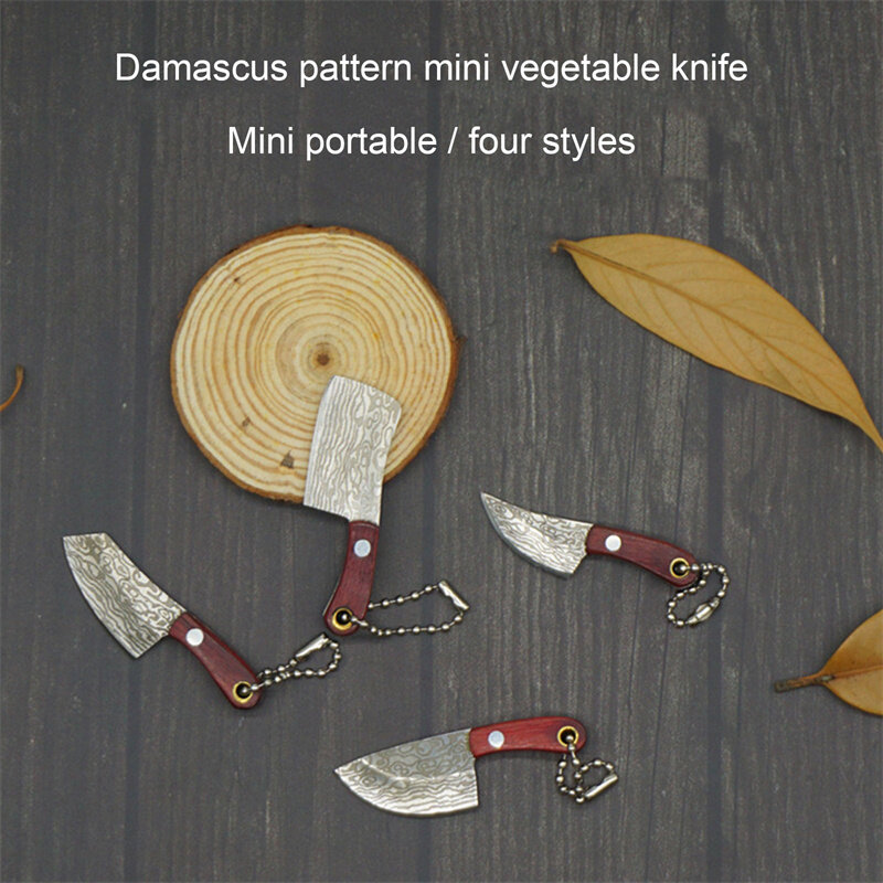 Porte-clés couteau de poche Portable en acier inoxydable, Camping petit couteau EDC éplucheur lame fixe manche en bois cuisine multi-couteaux