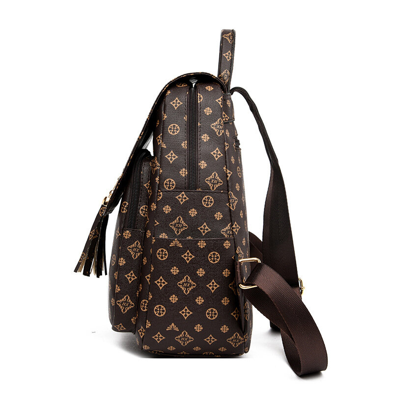 Luxo mochila bolsa para mulheres senhoras marrom crossbody saco moda viagem anti roubo mochila escola sacos de livro para a menina