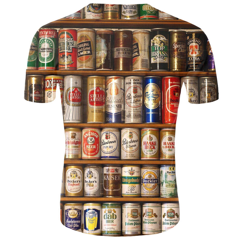 2021 Hot Koop Bier 3D Gedrukt Grappige T-shirt Zomer Mode Casual Mannen T-shirt Unisex Hip Hop Harajuku Streetwear Tee tops