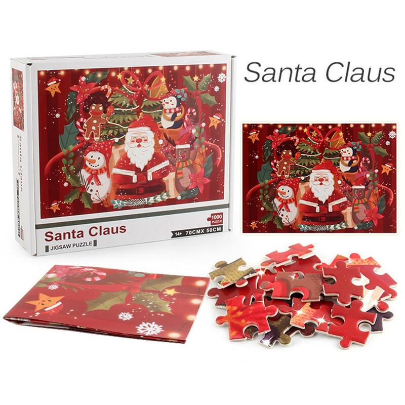 Rompecabezas con patrón de Papá Noel, 1000 piezas, regalo de Navidad, automontaje para juegos de niños
