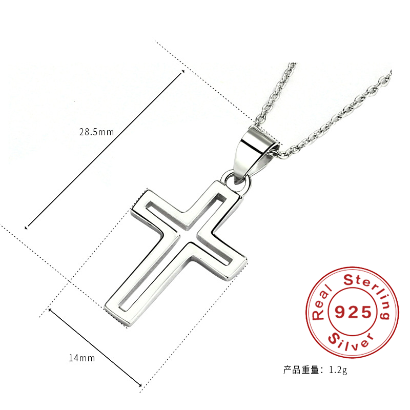 S925 prata esterlina jesus cruz cristã pingente colar pingente crença religiosa jóias de prata
