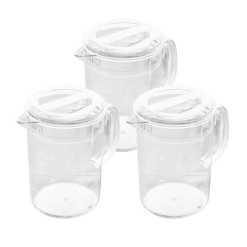 3 pacotes de jarro acrílico claro com tampa para o armazenamento da bebida da limonada do chá