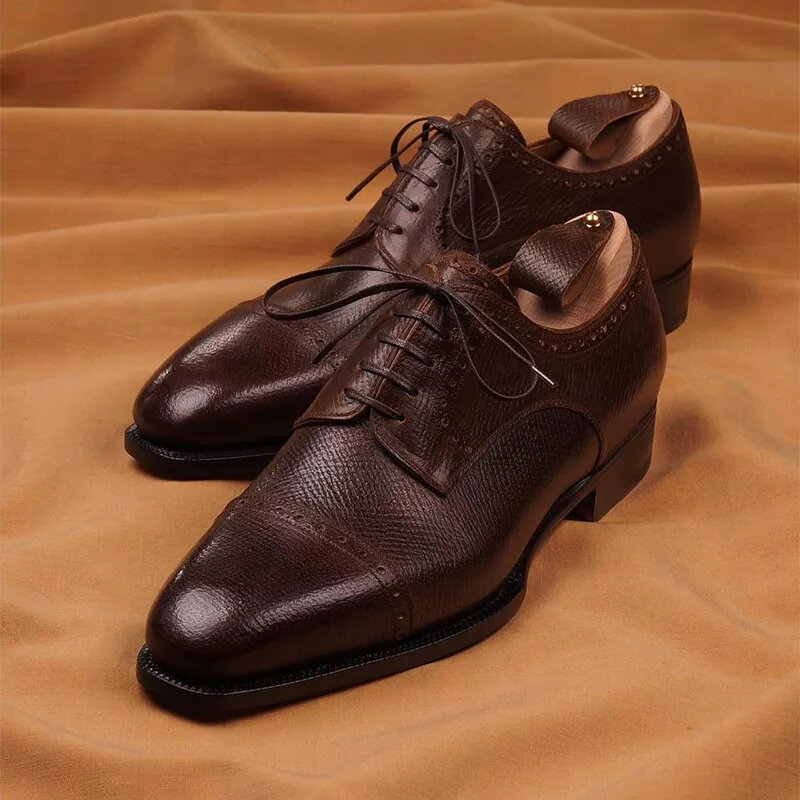 Sapatos masculinos rendas até sapatos derby sapatos de festa primavera outono fivela de couro do plutônio simplicidade sólida dedo do pé redondo para hombre kz298