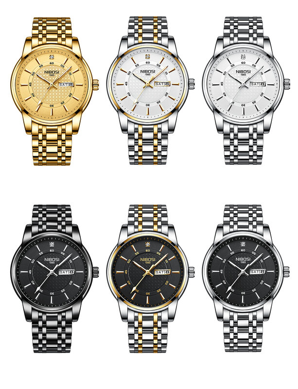 NIBOSI ใหม่คลาสสิกยี่ห้อ Luxury นาฬิกาผู้ชาย Retro Calm Man นาฬิกาควอตซ์นาฬิกากันน้ำนาฬิกาข้อมือ