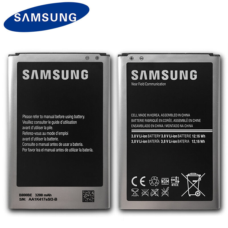 แบตเตอรี่ Samsung Original B800BE สำหรับ Galaxy หมายเหตุ 3 N900 N9006 N9005 N9000 N900A N900T N900P 3200mAh พร้อม NFC Mobile แบตเตอรี่โทรศัพท์