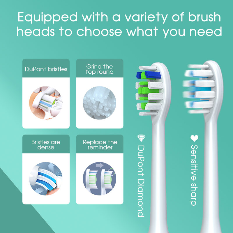 [Boi] 4 Color 5 Modes With 8 Brush Heads Travel Case Deep Clean  Tooth Smart Timer Rechargeable Sonic Electric Toothbrush Sets