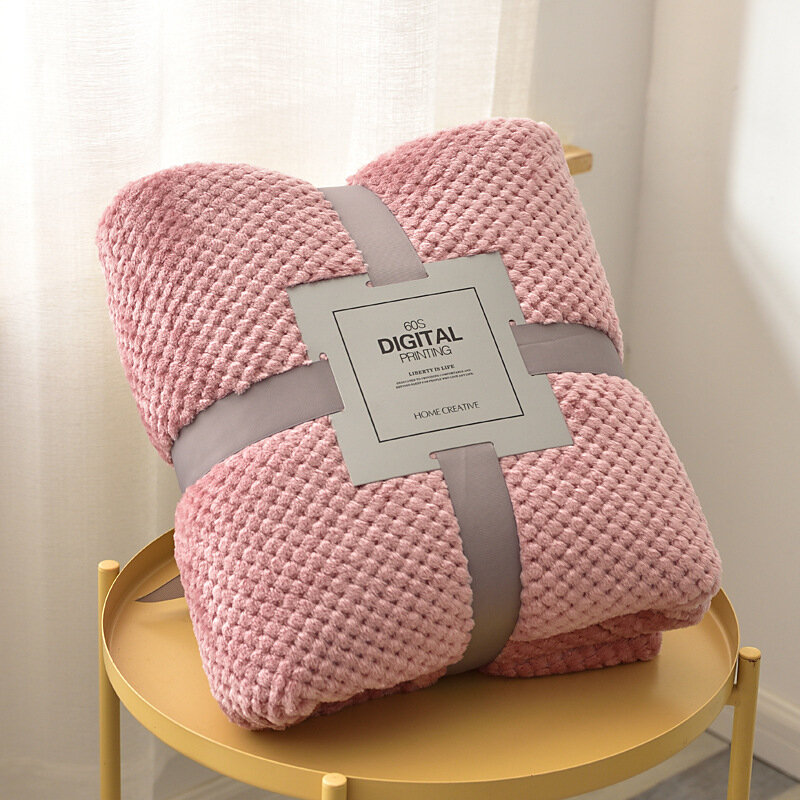 Manta polar de microfibra para cubrir la cama, cobertor grueso y grande para sofá, color rosa, envío directo