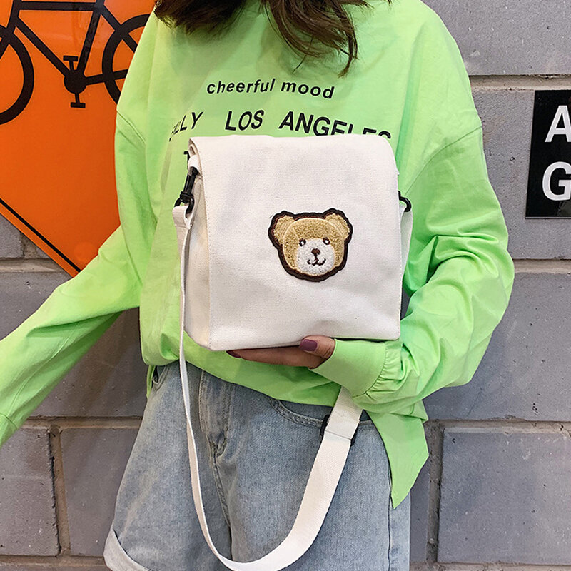 Borse a tracolla per donna Cute Dog Casual Canvas Messenger borse a tracolla borse per la spesa Famale borsa per telefono da donna portafoglio 2021