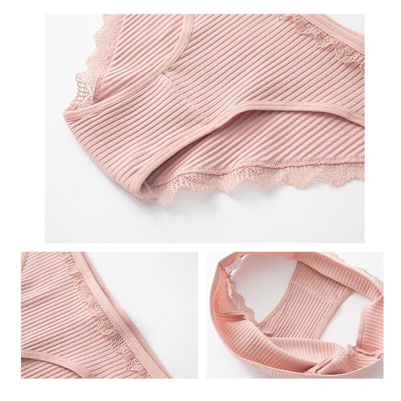 BANNIROU-ropa interior de algodón para mujer, bragas de encaje Sexy, lencería femenina, bragas íntimas de algodón, 3 piezas, 2021