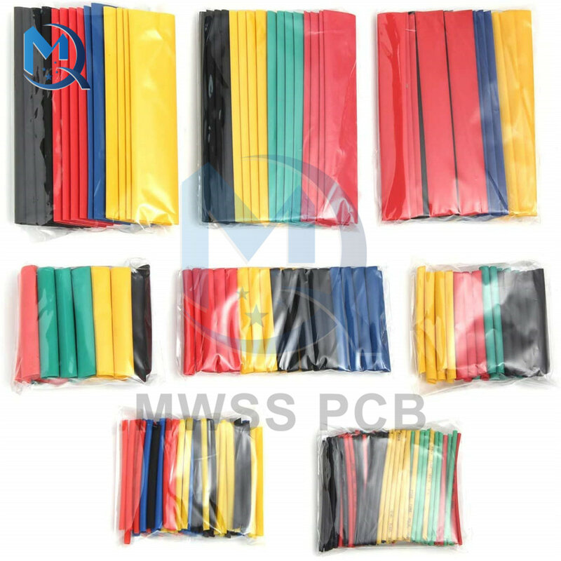 Kits de tubes thermorétractables en polyoléfine, 8 tailles 1-14mm 2:1, tubes d'isolation thermorétractables, couleur mixte pour câble enroulé, 400 pièces