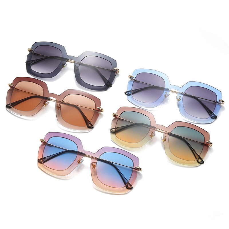 Солнцезащитные очки без оправы для мужчин и женщин UV-400, квадратные цельные, с прозрачной градиентной оправой, роскошные дизайнерские