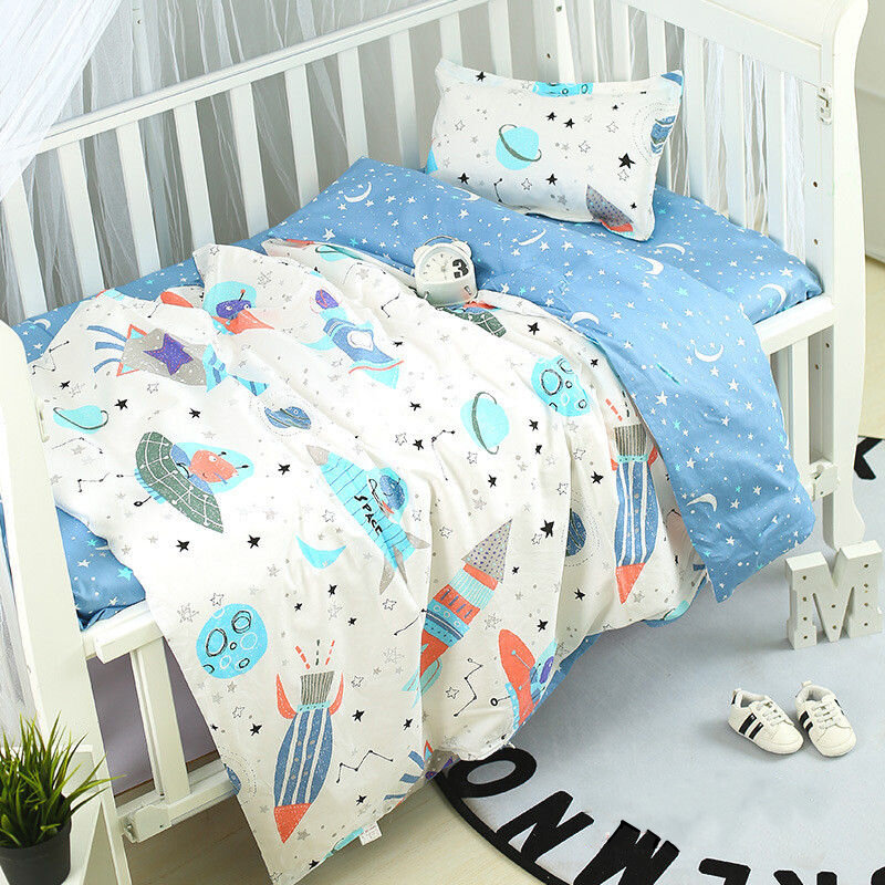 3 teile/satz Universum Raum Muster Krippe Bettwäsche Set Baumwolle Baby Bettwäsche Umfasst Kissenbezug Bettlaken Bettbezug ohne Füllstoff