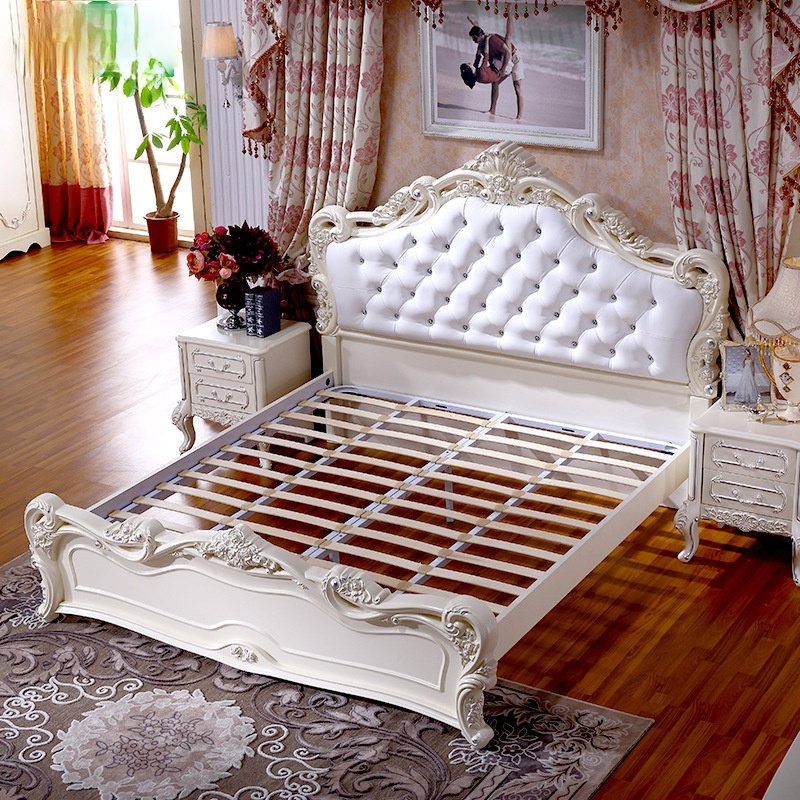 ภาษาฝรั่งเศสคำข้างเตียงตารางยุโรปสไตล์ห้องนอน Locker งาช้างสีขาวแกะสลักสวนเก็บข้างเตียงตู้โ...