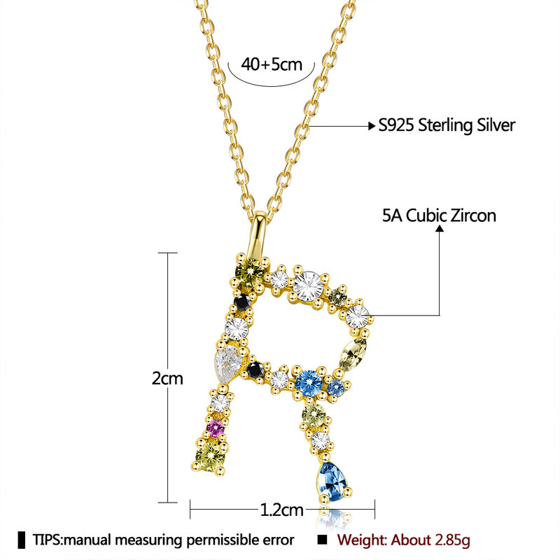Necklace For Women Sterling Silver 925 Mini A-Z Alphabet Letter Pendant Necklaces Gold Silver Luxury Zircons Jewelry Accessories