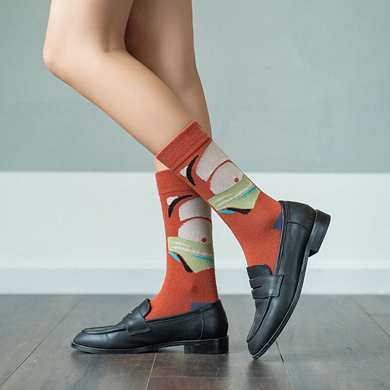 Instime – chaussettes en coton pour femmes, Streetwear, avec personnage de Graffiti, couleur contrastante et Cool, taille 36 à 40, nouvelle collection automne 2020