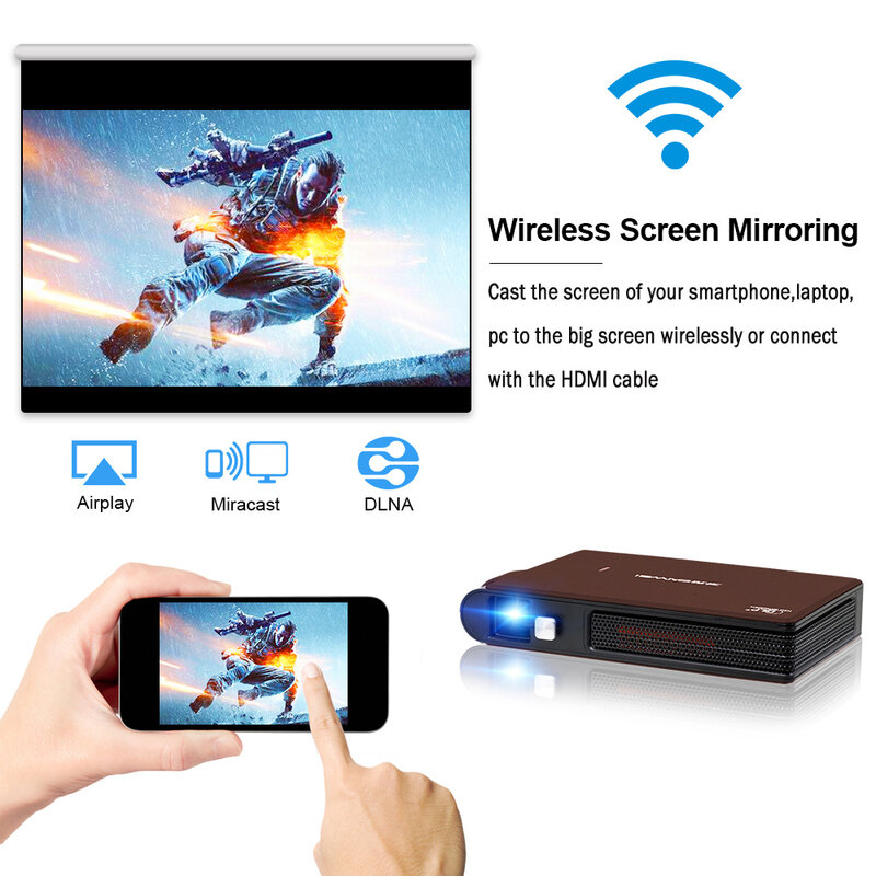 CAIWEI-miniproyector de cine en casa, dispositivo de proyección de vídeo Led Miracast, compatible con fuentes 3D, Full Hd, 720P, para teléfono móvil