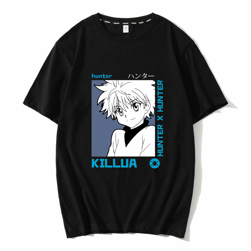 Camiseta Killua Zoldyck para hombres, camiseta preencogimiento, cuello redondo, manga corta, Hunter X, camiseta para cazadores, ropa ajustada