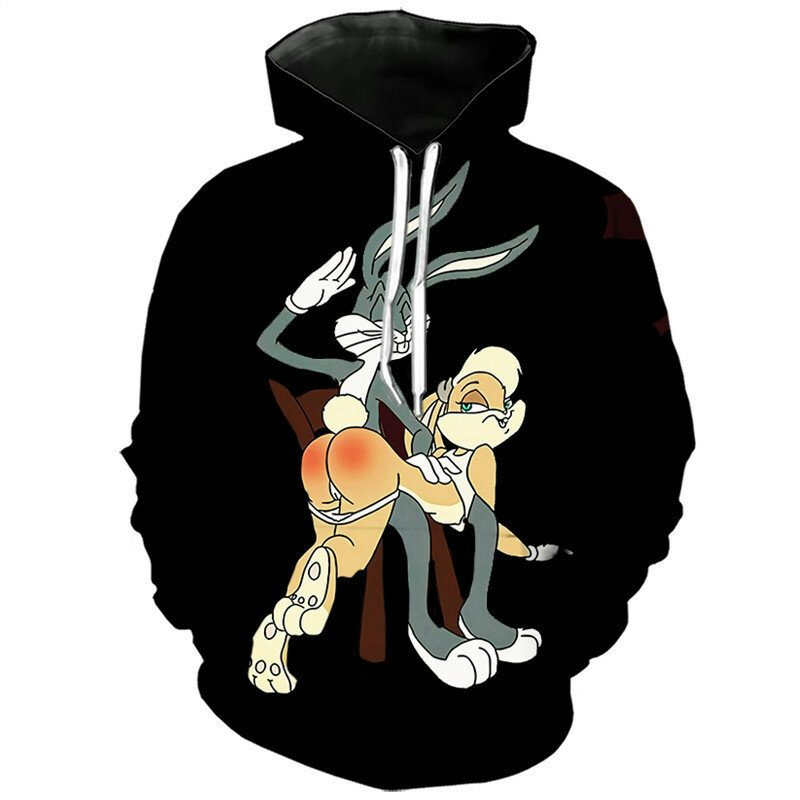 Novo coelho hoodie 3d dos desenhos animados anime unisex hoodie moda casual quatro estações personalidade moletom oversized masculino topos