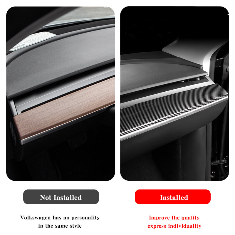 Autocollants décoratifs en fibre de carbone ABS, accessoires de garniture de Console centrale de voiture pour Tesla Model 3 2021