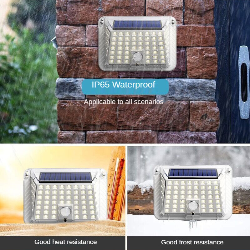 2835*90pcs LED Wall Light Solar Rechargeable Outdoor Waterproof Street Light 3 Gears Adjustable Garden Light Flashlight Garden