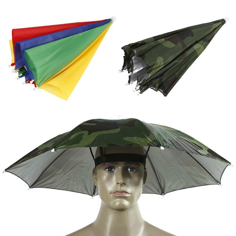 Portable Head-mounted Umbrella  55cm Sun Shade Lightweight Camping Fishing Hiking Festival Outdoor Parasol Foldable Cap Umbrella