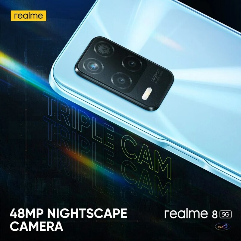 Realme-teléfono inteligente 8 5G versión rusa, Smartphone con NFC, Dimensity 700, 90Hz, 5000mAh, Triple cámara de 48MP, 4GB y 64GB