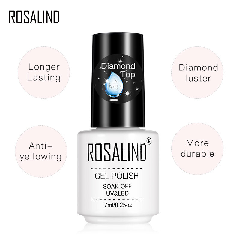 Rosalind gel polonês diamante casaco superior uv lâmpada gel embeber reforçar 7ml longa duração unha arte manicure gel lak verniz primer