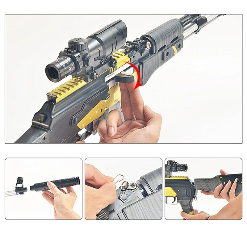 Plastic Manual Toy Gun AKM AK 47 Rifle Sniper Outdoors Soft Paintball Water Bullet Gel Ball Weapon Gun Toys for Kids Gifts