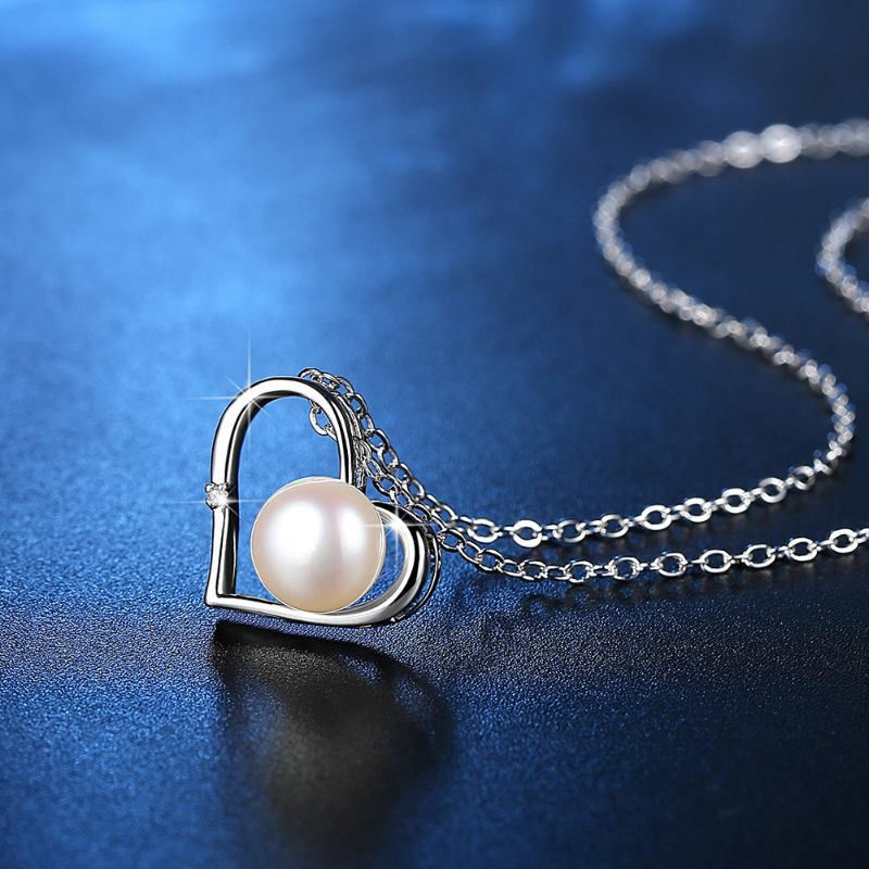SODROV Sterling Silver Necklace Heart Shape Women Necklace 925 Silver Pendant Necklace for Women