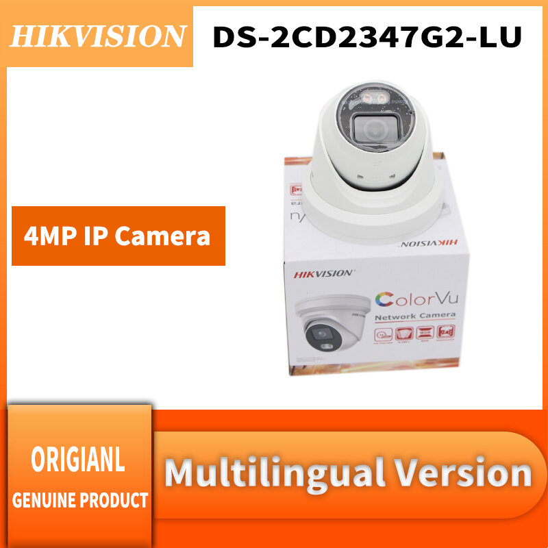 Hikvision original DS-2CD2347G2-LU 4 mp colorvu fixo torreta microfone embutido torre ipc poe câmera