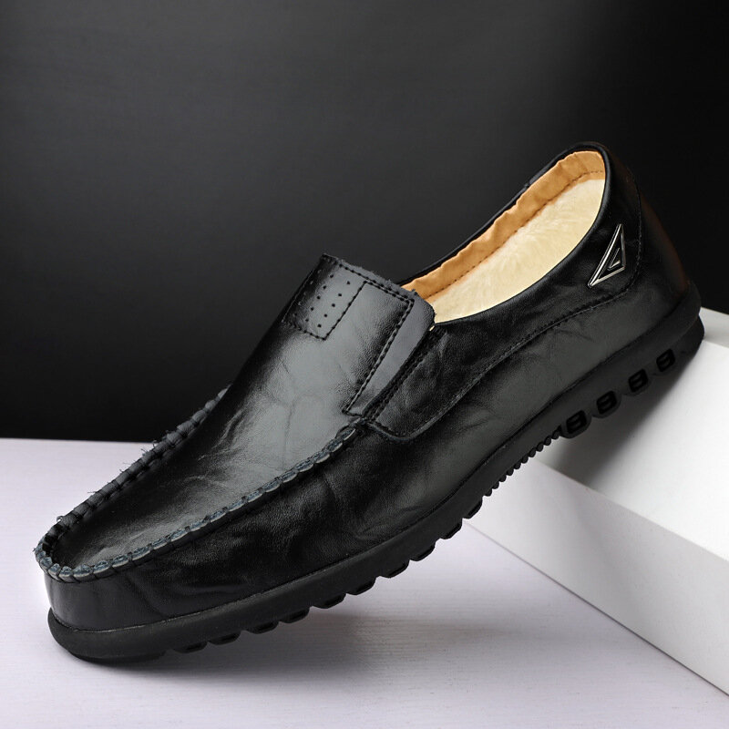 Summer Men's Casual Shoes Peas Shoes Men's British Trend Lazy Foot Leather Shoes Non-slip Durable Men's High-quality Formal