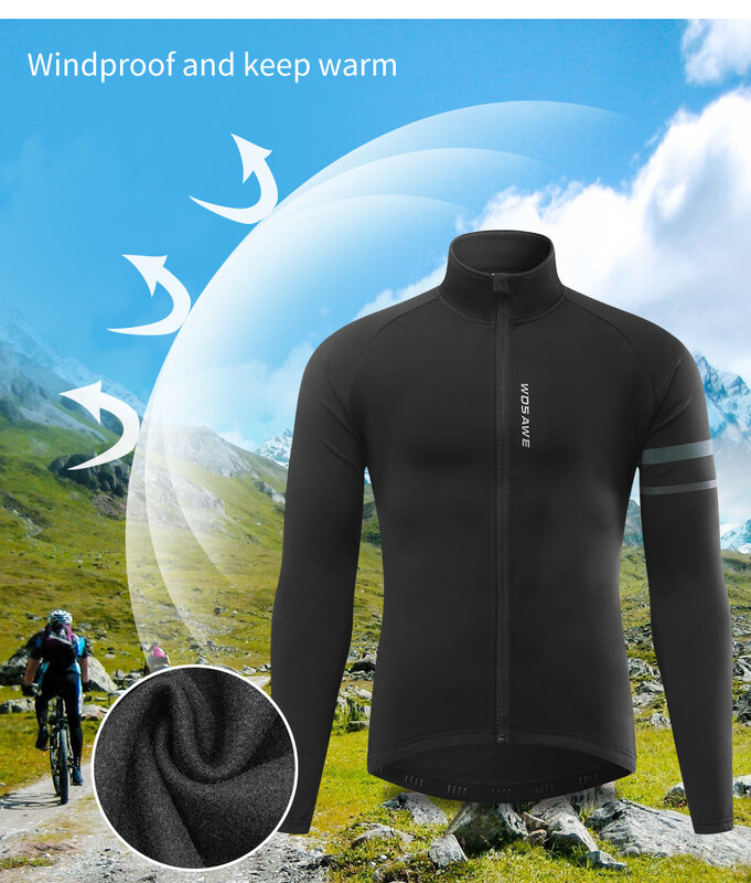 WOSAWE – veste de cyclisme pour hommes, coupe-vent, garde au chaud, vtt, vélo de route, randonnée
