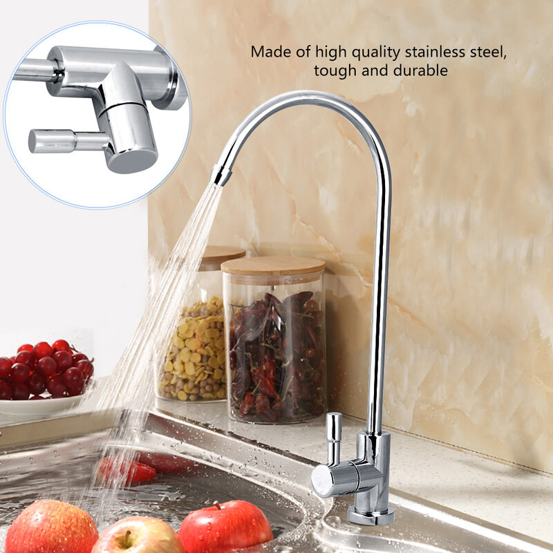 1/4'' Stainless Steel Kitchen Sink Faucet Tap Chrome Reverse Osmosis RO Drinking Water Filter Kitchen Water Purifier Faucet