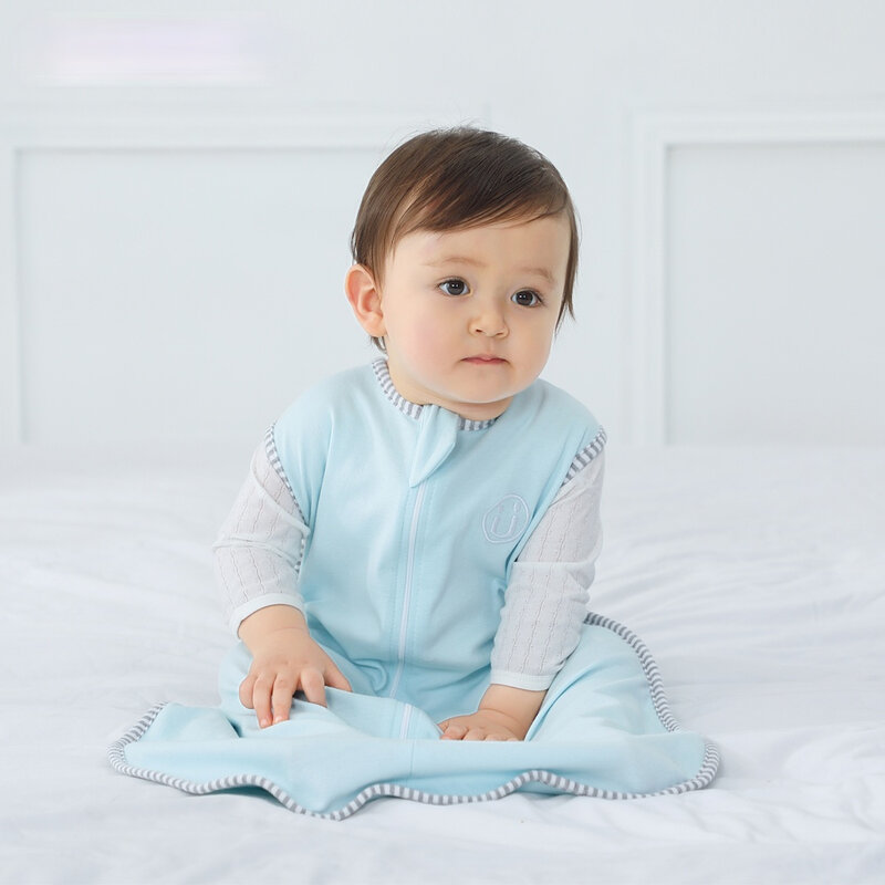 Спальный мешок для новорожденных, хлопковый детский Пеленальный комбинезон без рукавов с мультяшным рисунком, постельное белье, муслиновы...