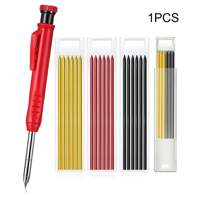 Set di matite per carpentiere solido 3 colori ricarica temperamatite incorporato foro profondo strumento di marcatura a matita per disegno meccanico