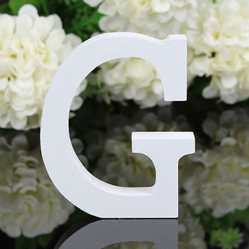 Letras de madera con alfabeto blanco para decoración del hogar, letras de diseño personalizadas para fiesta de cumpleaños, boda, bricolaje