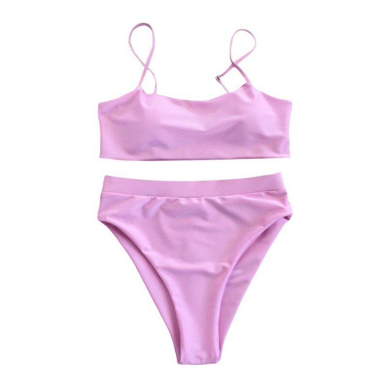 EFINNY 2021 costumi da bagno donna Bikini Set filo a vita alta estate costumi da bagno a due pezzi solidi a tre punti gratuiti
