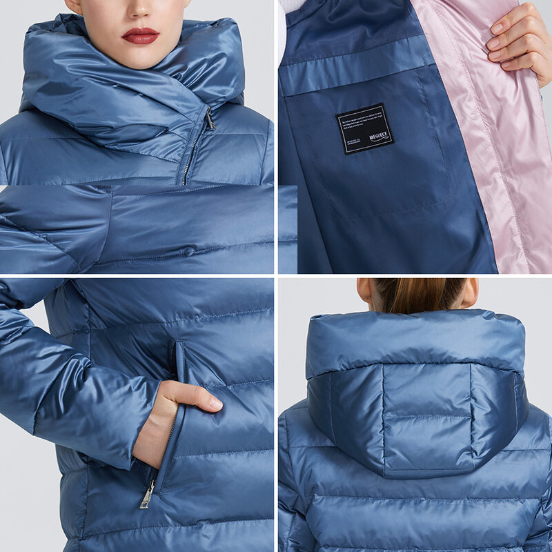 MIEGOFCE Koleksi Wanita Musim Dingin 2021 Jaket Hangat Wanita Mantel dan Jaket Musim Dingin Tahan Angin Kerah Berdiri dengan Tudung