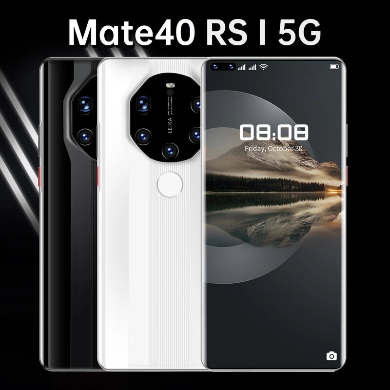 Smartphones Mate40 Rs 7.3 "Deca Core 50MP Dual Sim Snapdragon 888 Android 11.0 Netwerk 16G 512G Global versie Mobiele Telefoon