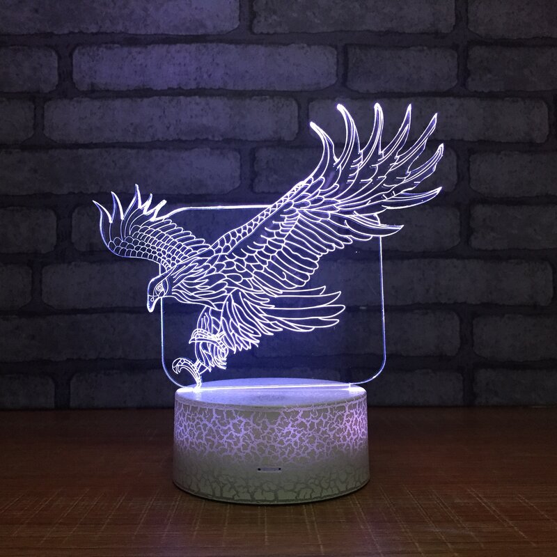 Lámpara LED 3D de águila que cambia de 7 colores, luz nocturna con Control remoto, USB, Animal, para mesa de escritorio, decoración de dormitorio, regalo para niños
