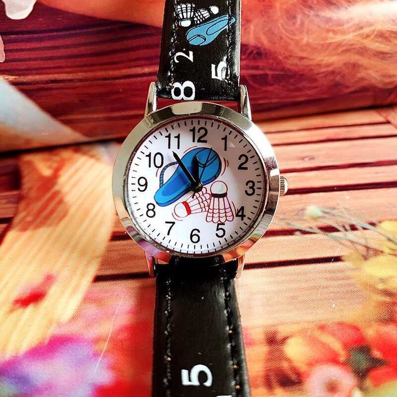 Fajne dzieci cartoon x badminton boy kwarcowy zegarek na pasku luźny zegarek