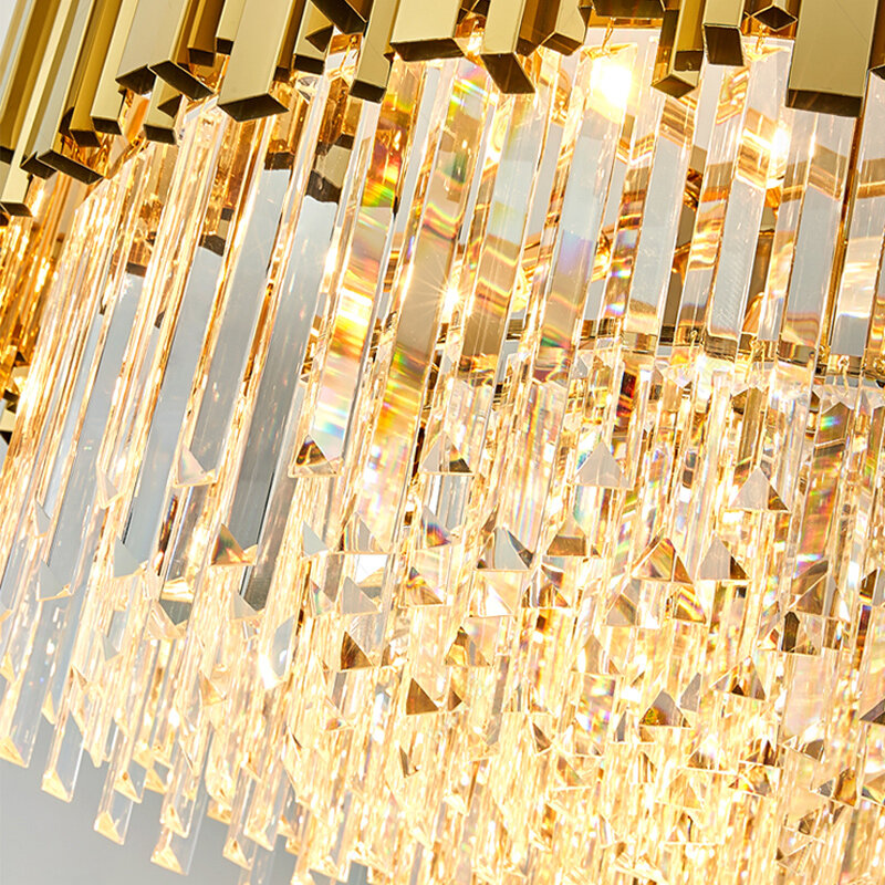 Modern Gold Luxury Crystal Chandeliers Lighting LED Pendant /Ceiling Light Fixture for Living Room Hotel Hall Decor Hanging Lamp
