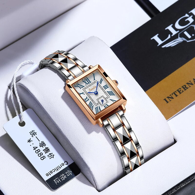 LIGE – montre de luxe à Quartz pour femmes, ensemble de bracelets, cadran Simple, or Rose, 2021