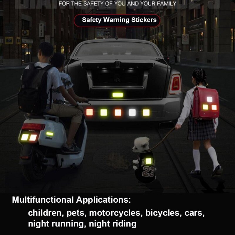 10 sztuk samochodów zderzak samochodowy bezpieczeństwa odblaskowy pasek ostrzegawczy jazda nocą bezpieczeństwo jazdy naklejki motocykl rowery naklejki bezpieczeństwa
