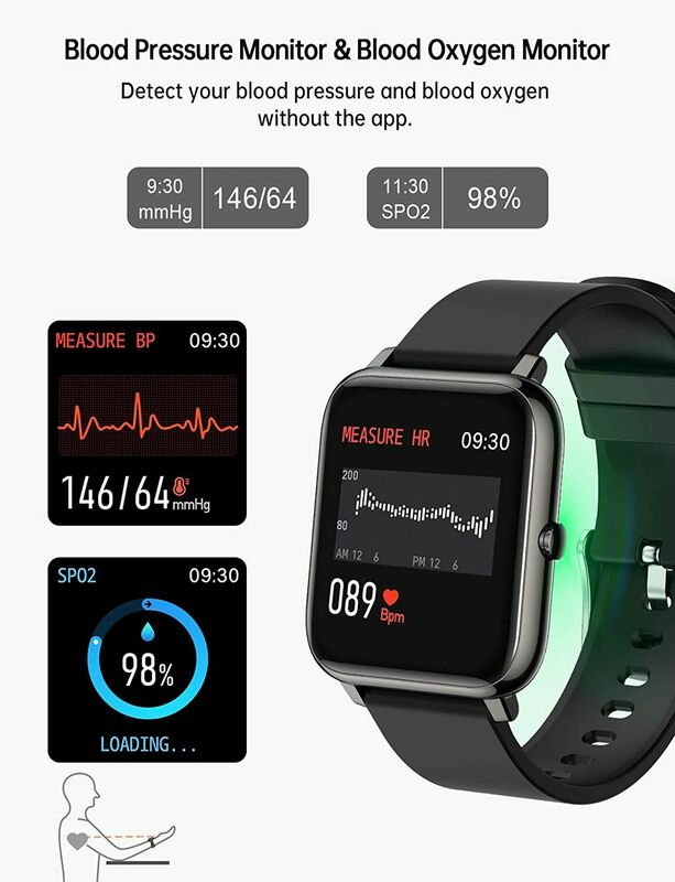 Smart Uhr, Popglory Smartwatch mit Blutdruck, Blut Sauerstoff Monitor, Fitn Schnelle lieferung